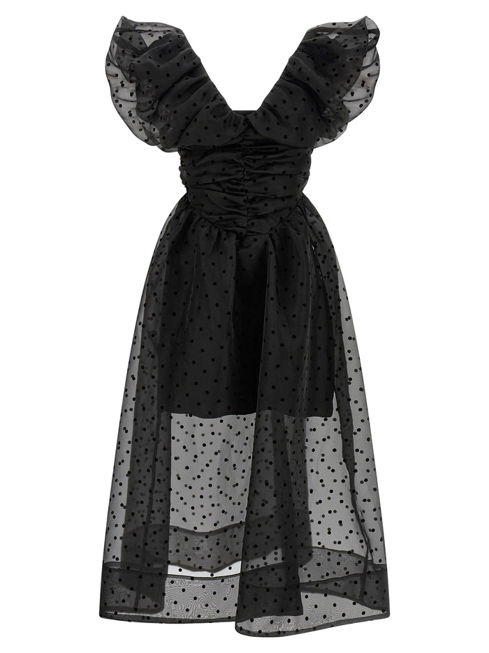 Black Organza Ruched dress Recycled Polyester