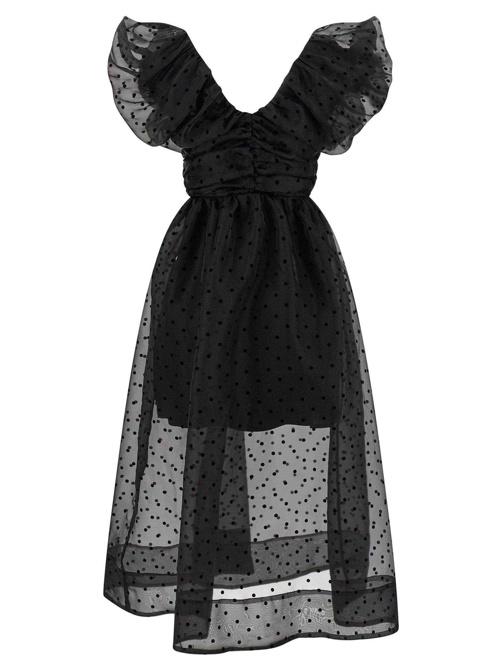 Black Organza Ruched dress Recycled Polyester