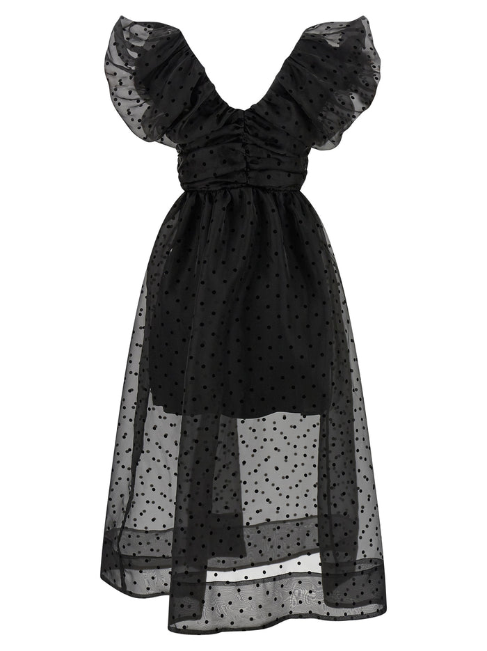 Black Organza Ruched dress Recycled Polyester