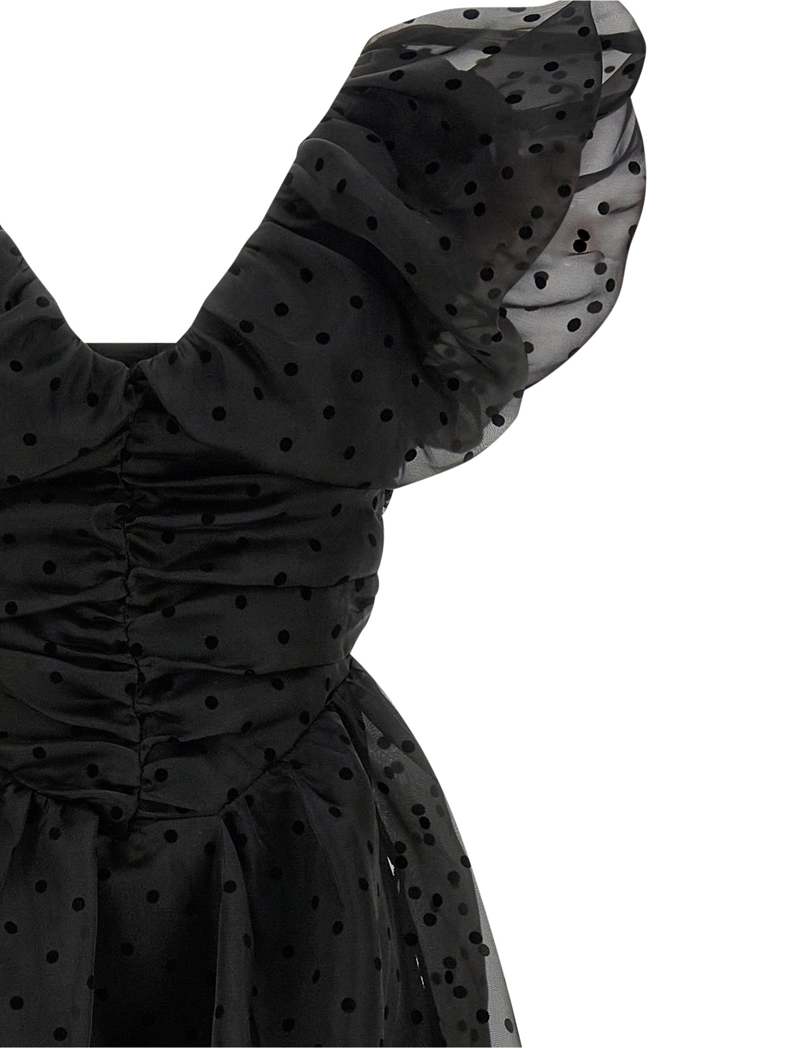 Black Organza Ruched dress Recycled Polyester