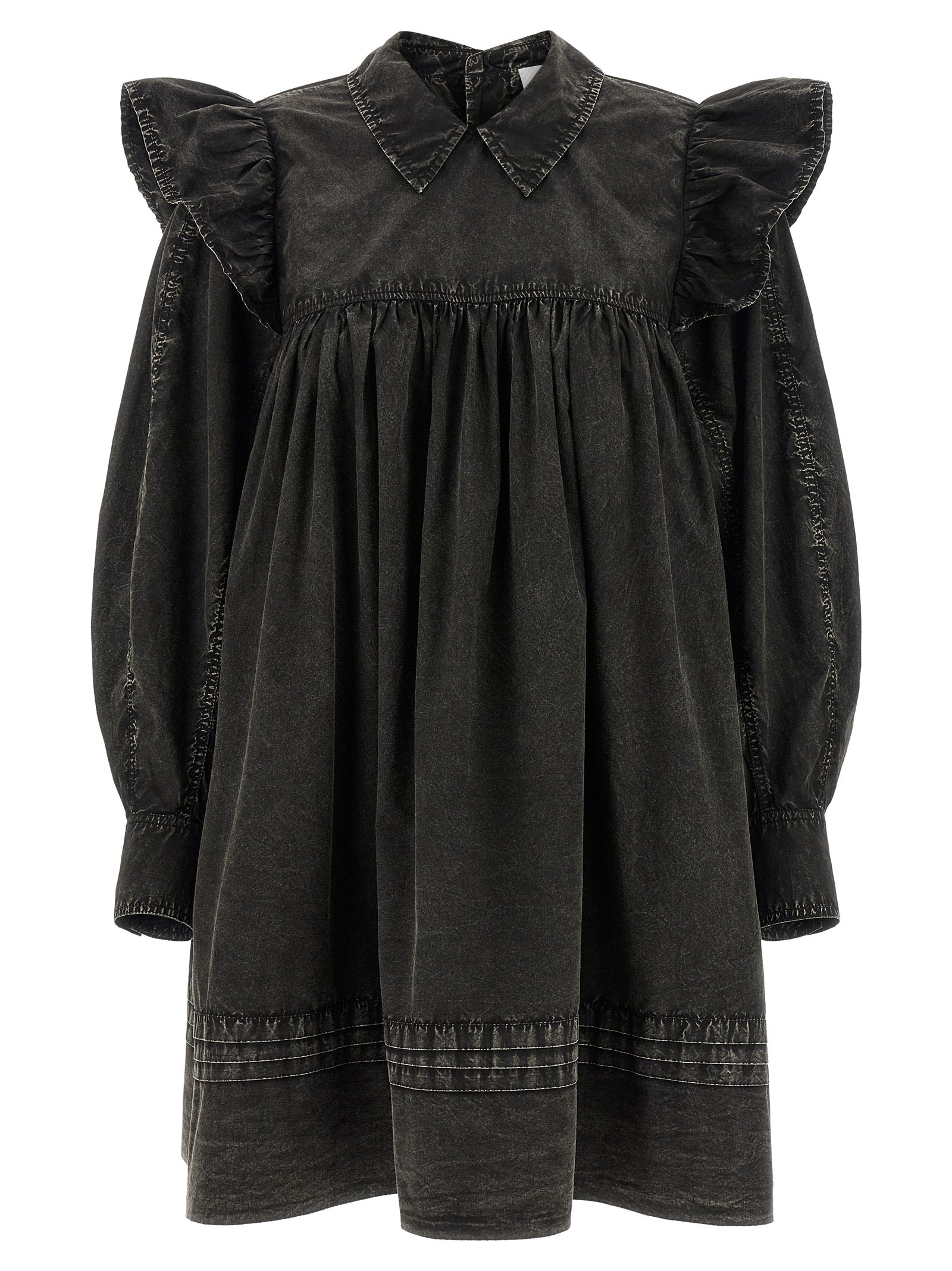 Black Washed Mini Shirt dress Organic Cotton