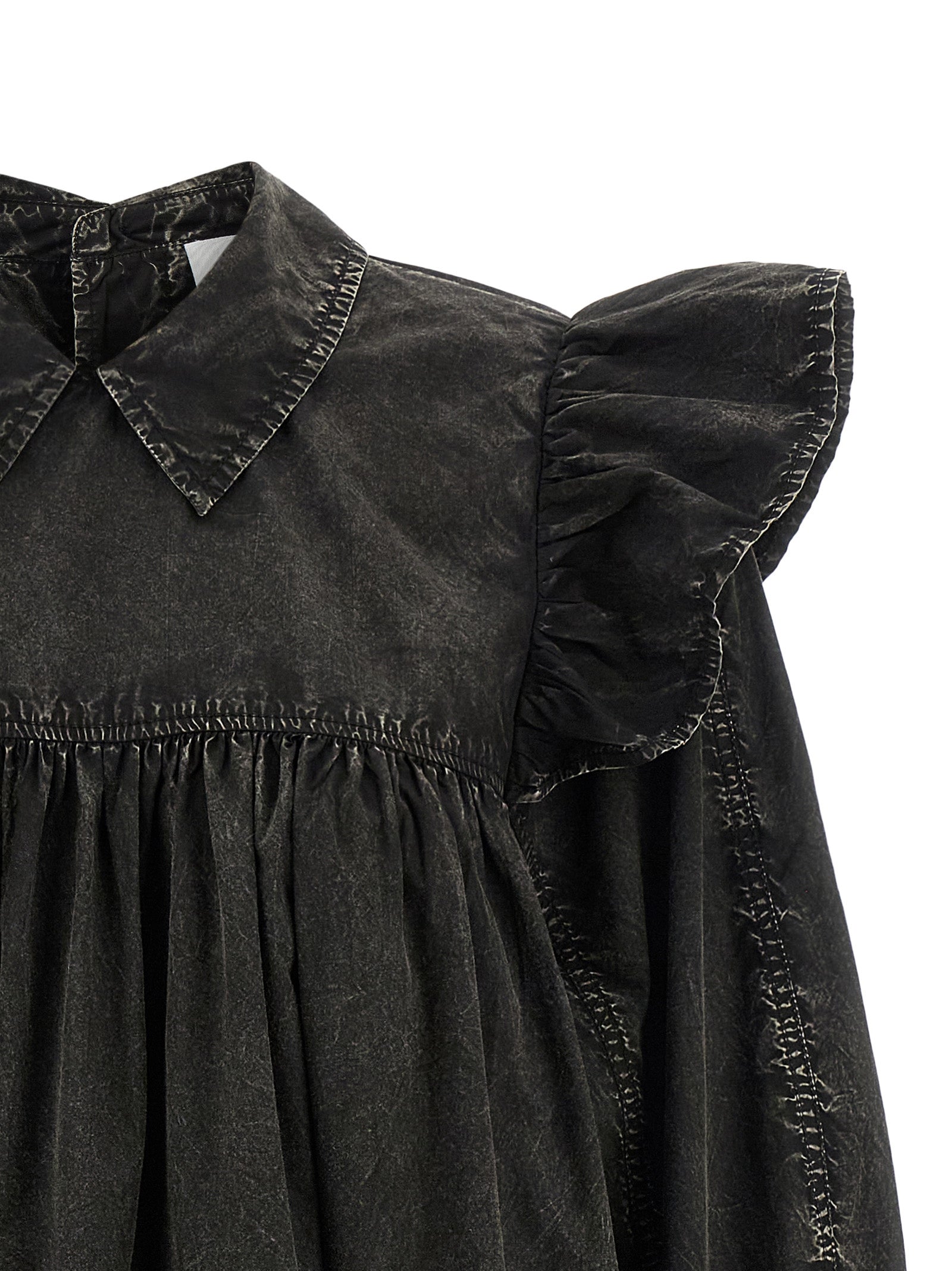 Black Washed Mini Shirt dress Organic Cotton