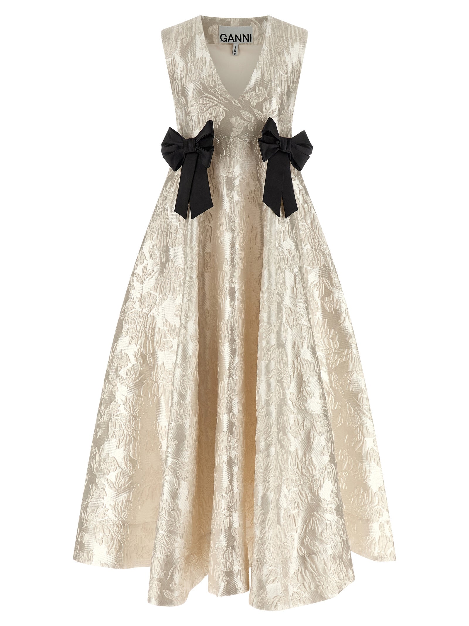 Cloque V-Neck dress White Polyester