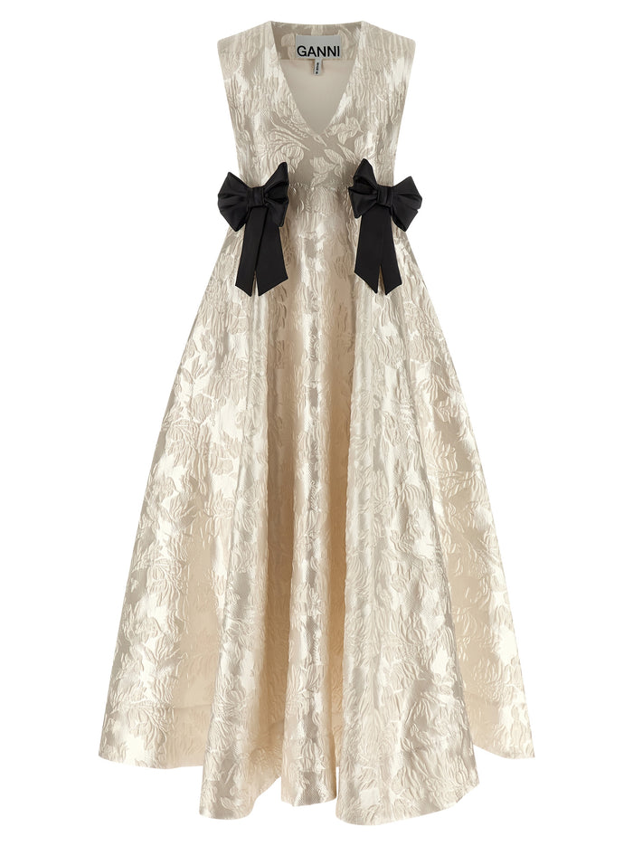 Cloque V-Neck dress White Polyester