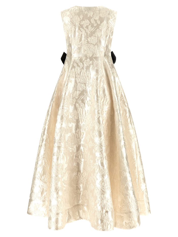 Cloque V-Neck dress White Polyester