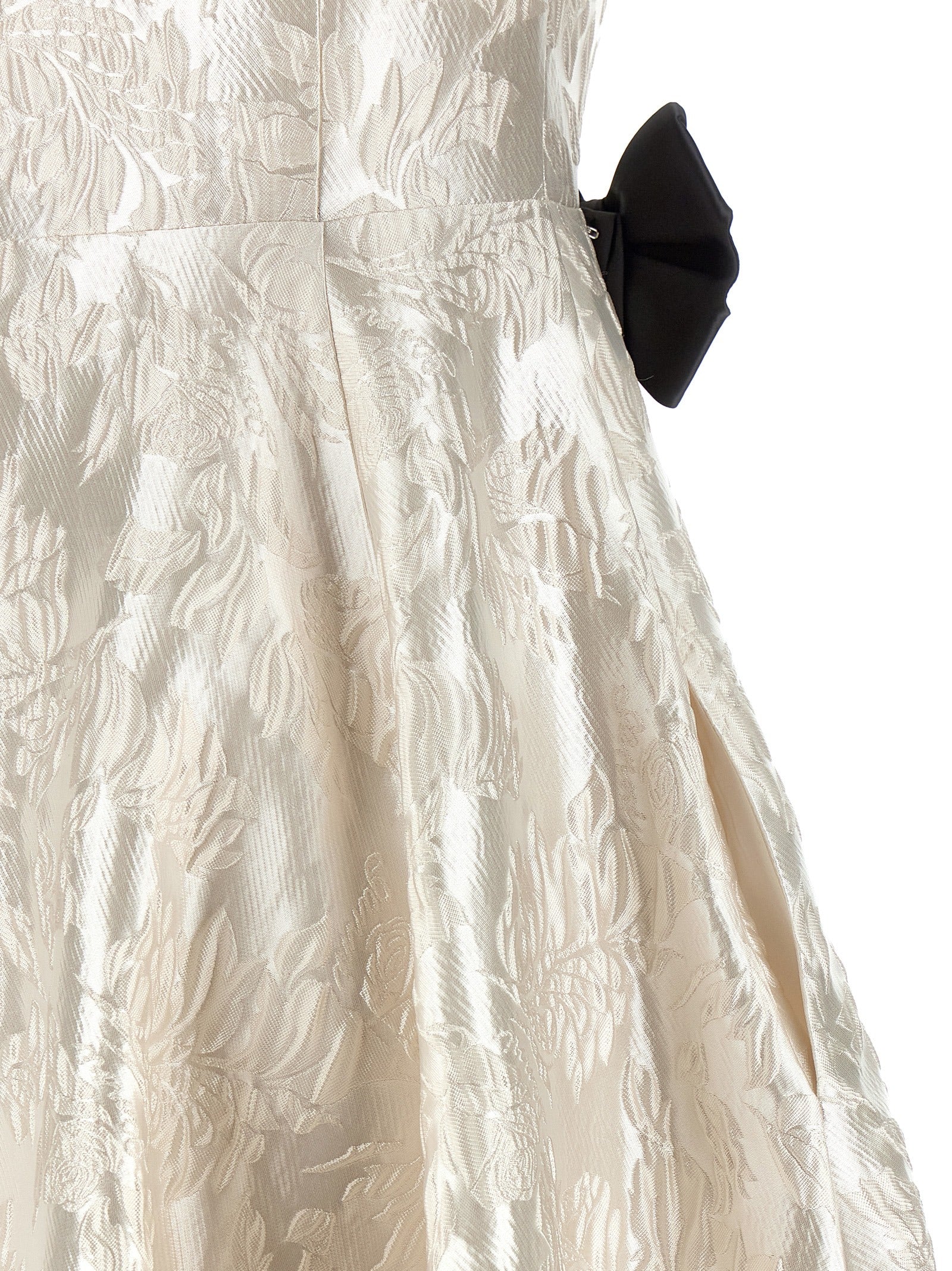Cloque V-Neck dress White Polyester