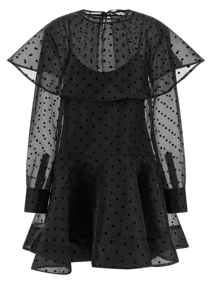 Black Organza Circle Collar dress Recycled Polyester