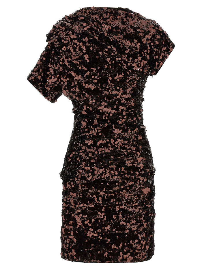 Brown Sequins Mini dress Polyester