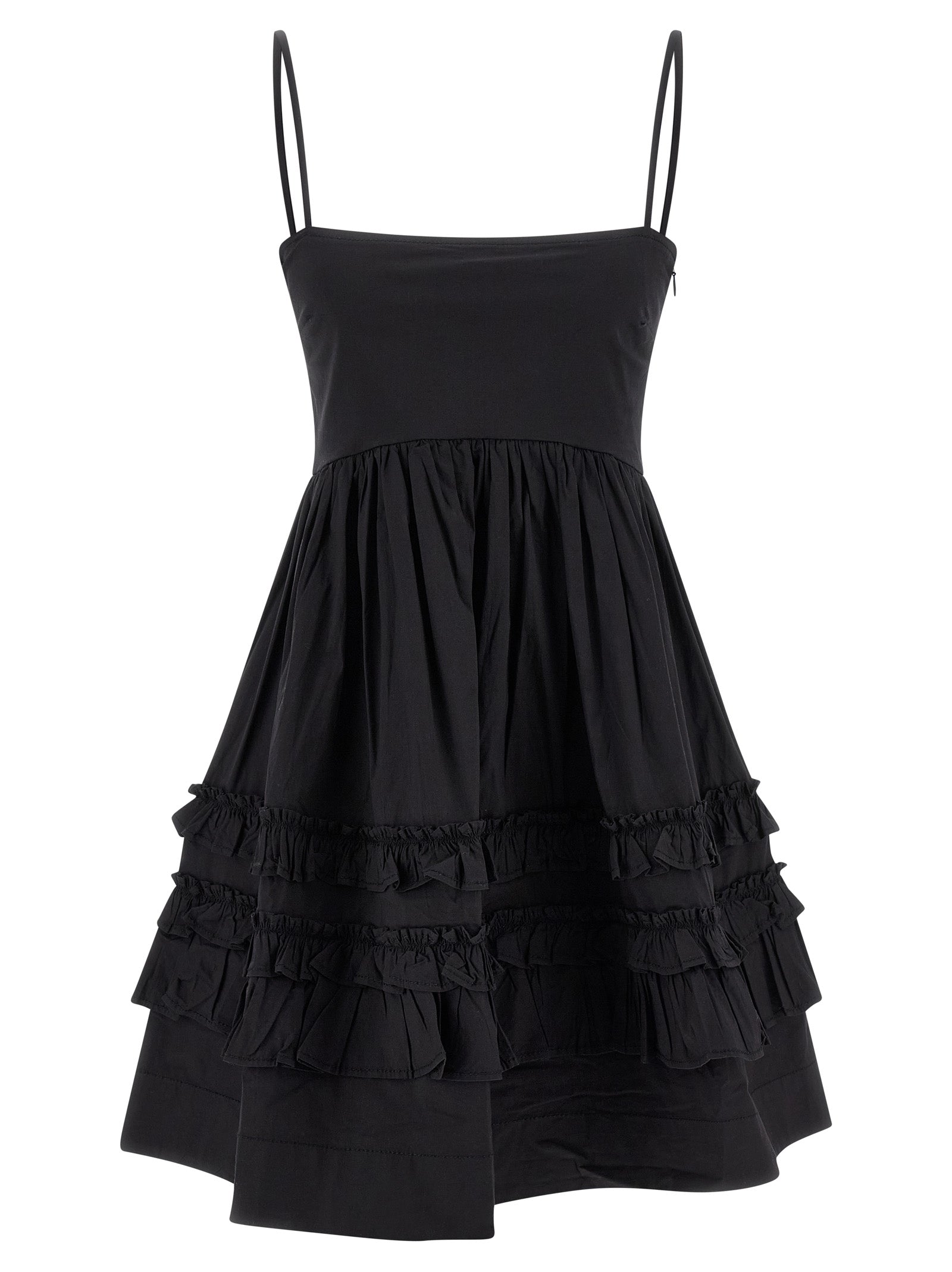 Black Mini Frill dress Cotton