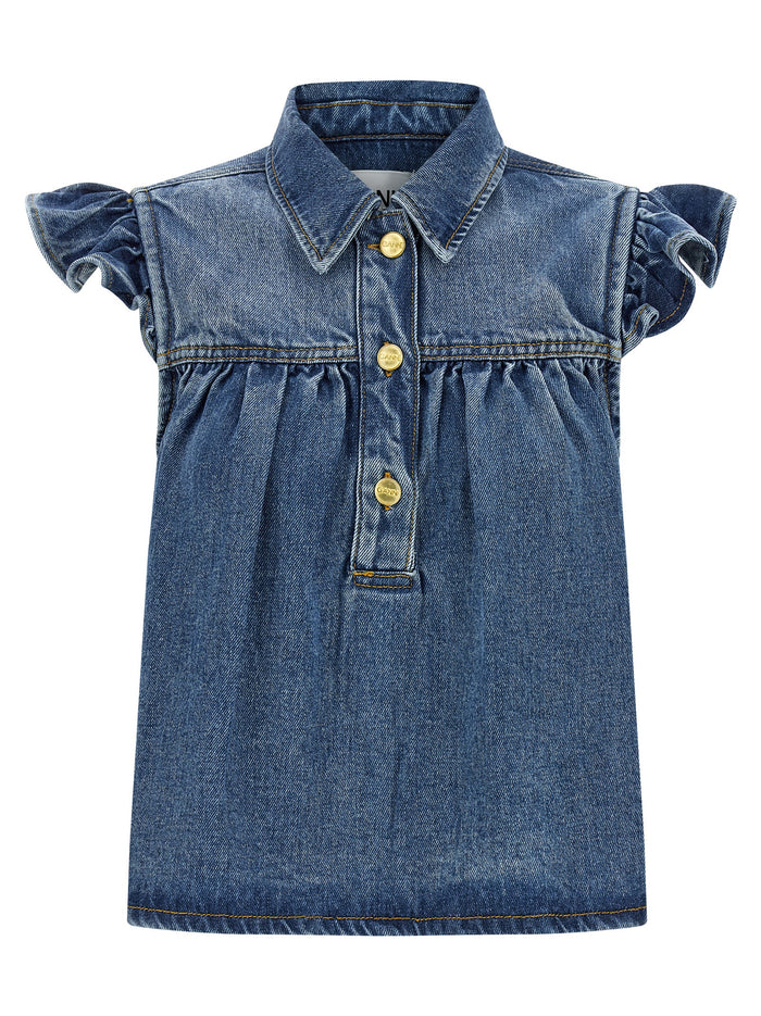 Denim Ruffle top Blue Tencel™ Lyocell Tops