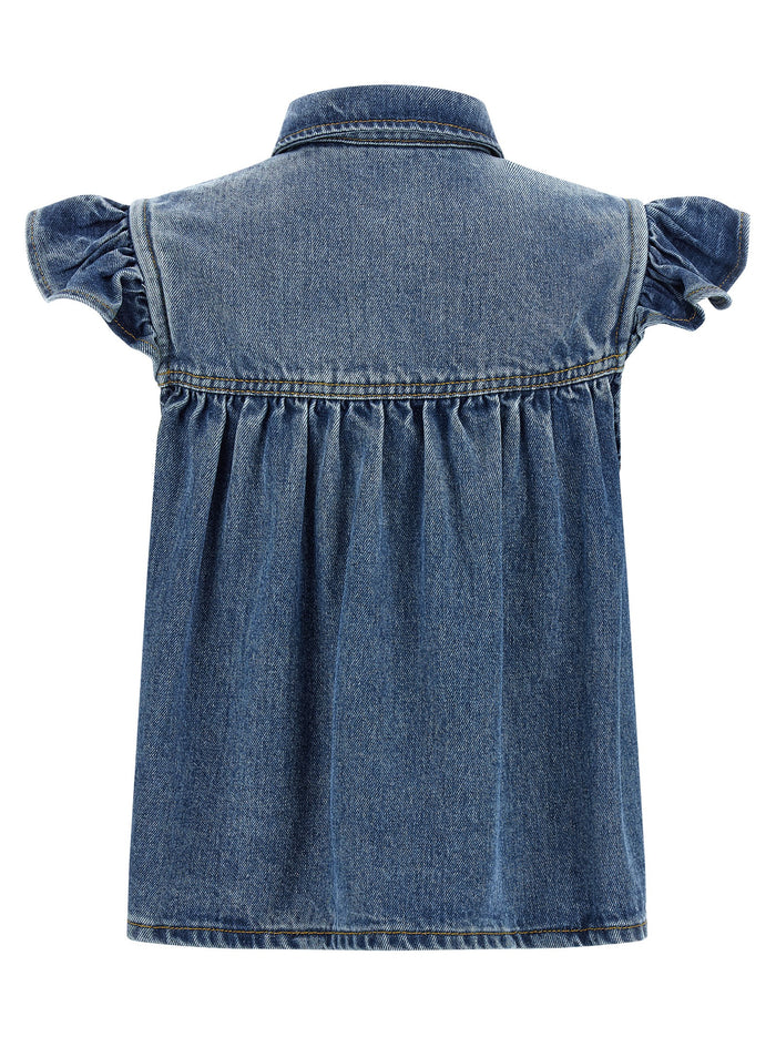 Denim Ruffle top Blue Tencel™ Lyocell Tops