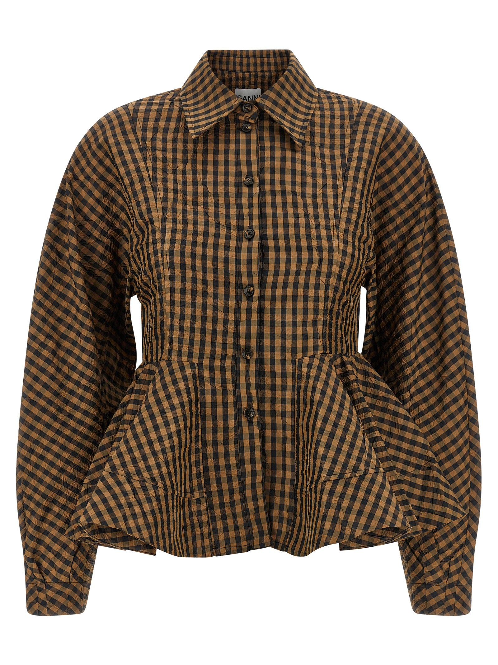 Crinckled Taffetà blouse Brown Recycled Polyester Shirt