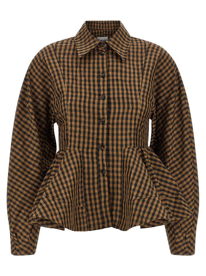 Crinckled Taffetà blouse Brown Recycled Polyester Shirt
