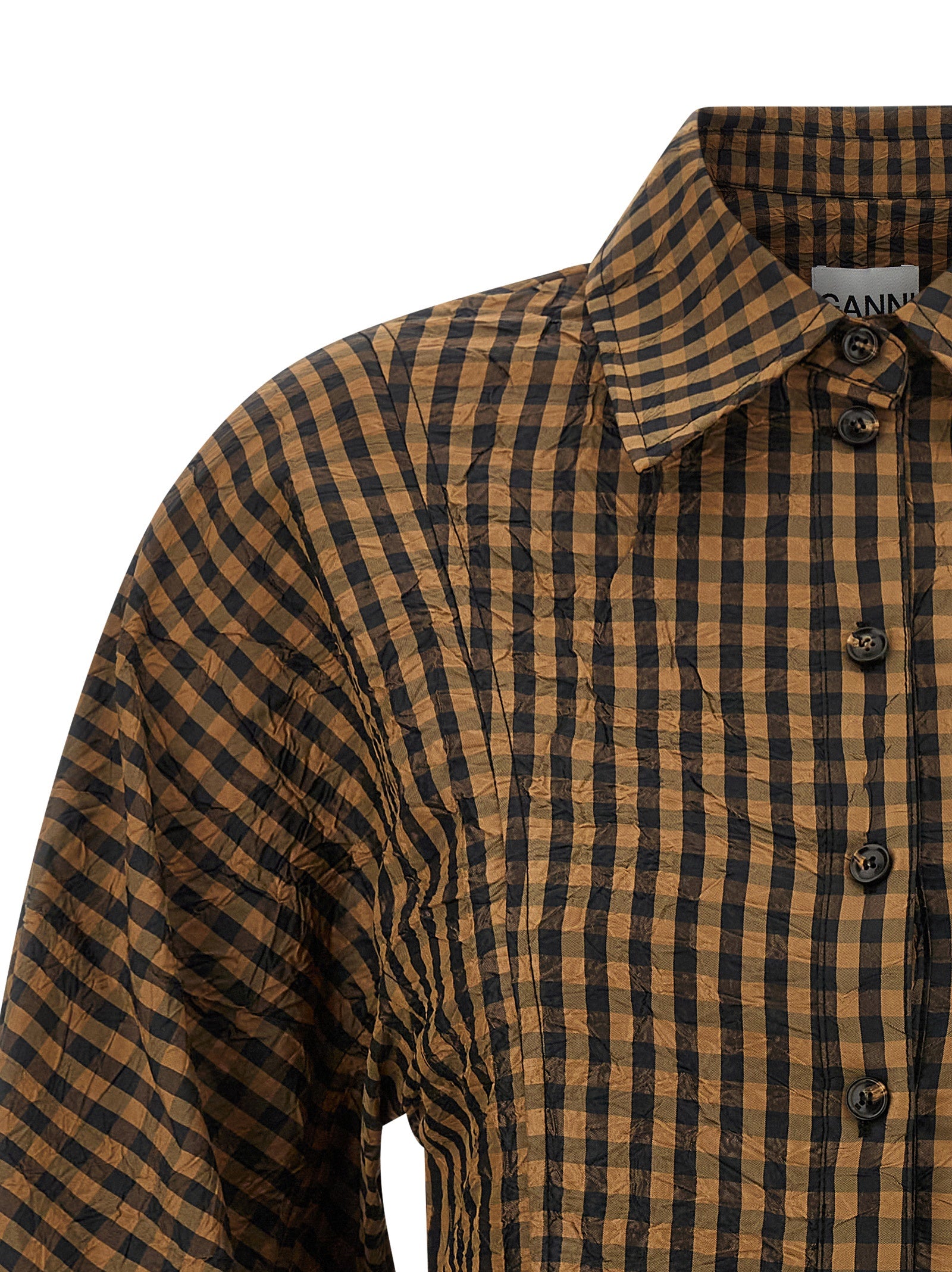 Crinckled Taffetà blouse Brown Recycled Polyester Shirt