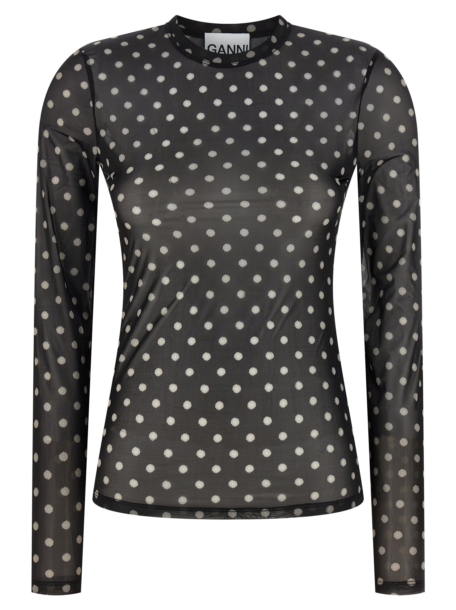 Printed Sheer sweater Black Polyester T-shirt