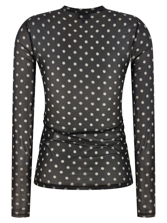 Printed Sheer sweater Black Polyester T-shirt