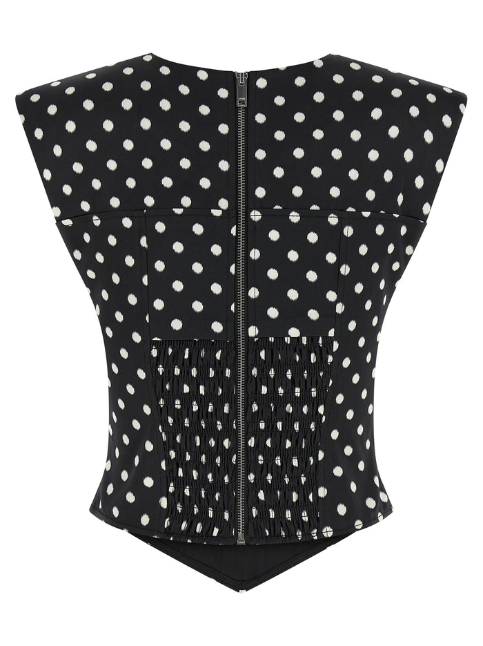 Polka Dot top Black Polyester Tops