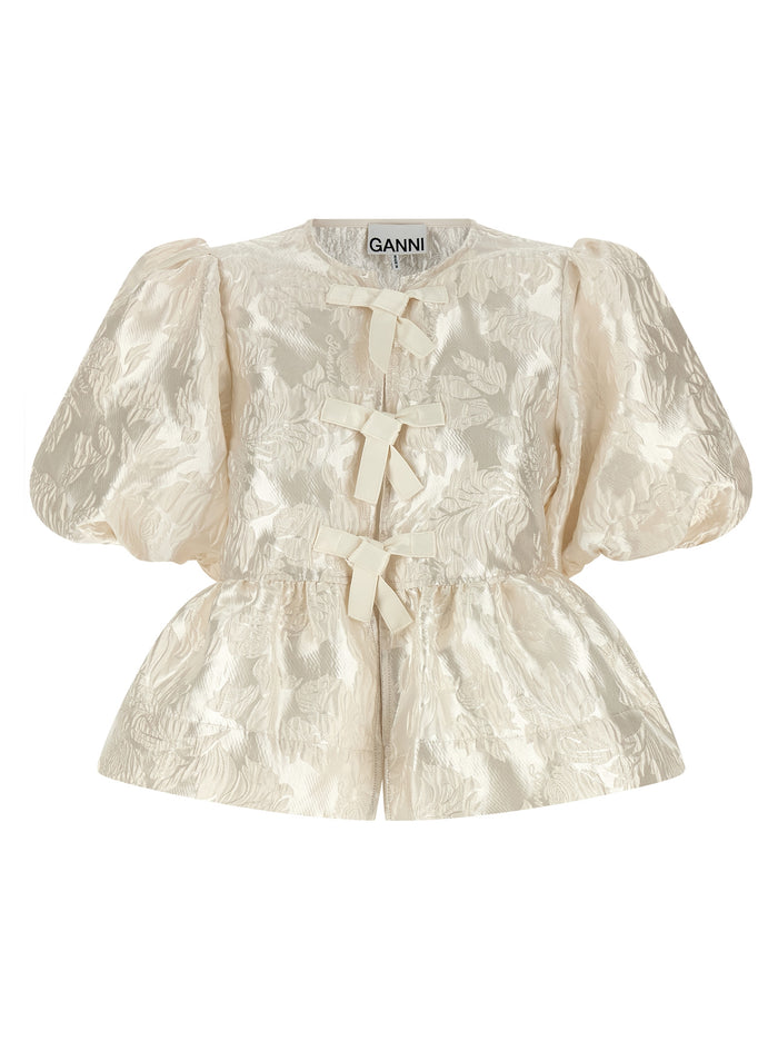 Satin Peplum blouse White Polyester Shirt