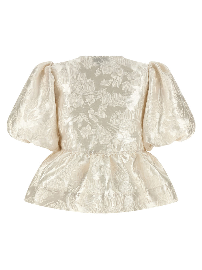Satin Peplum blouse White Polyester Shirt