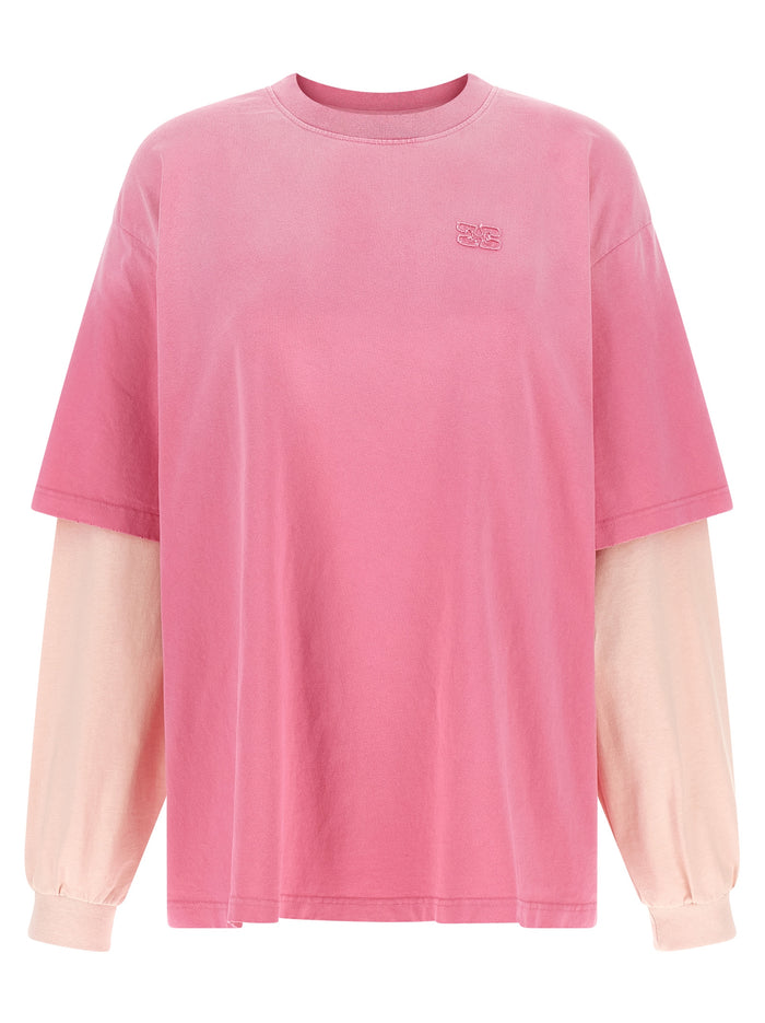 Double layer sleeve t-shirt Pink Organic Cotton