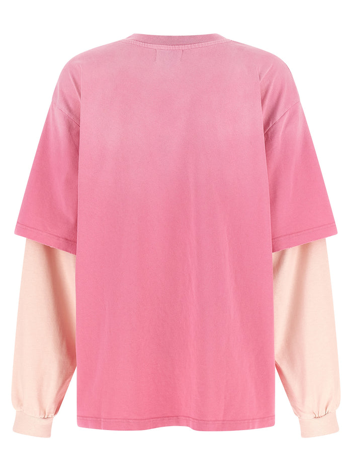 Double layer sleeve t-shirt Pink Organic Cotton