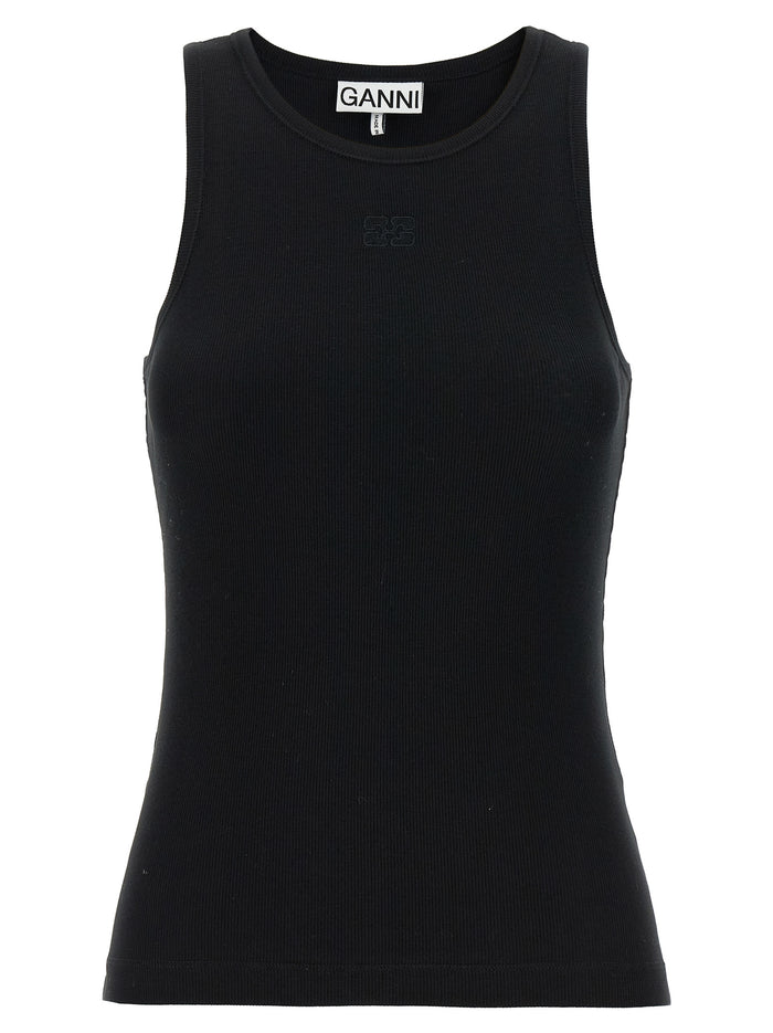 Ribbed top Black Organic Cotton Elastane Tops
