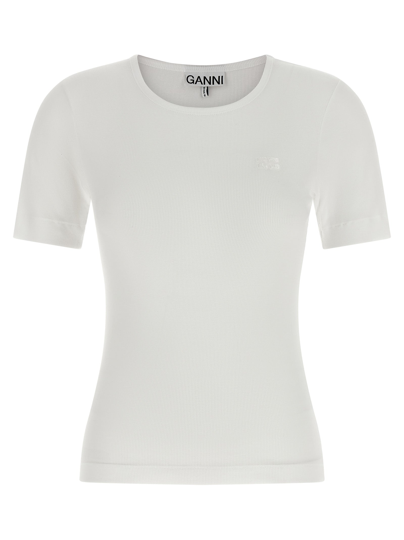 Logo embroidery t-shirt White Organic Cotton Elastane