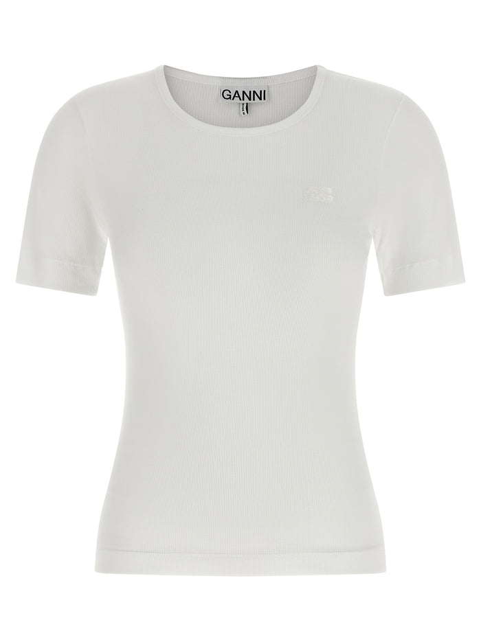 Logo embroidery t-shirt White Organic Cotton Elastane