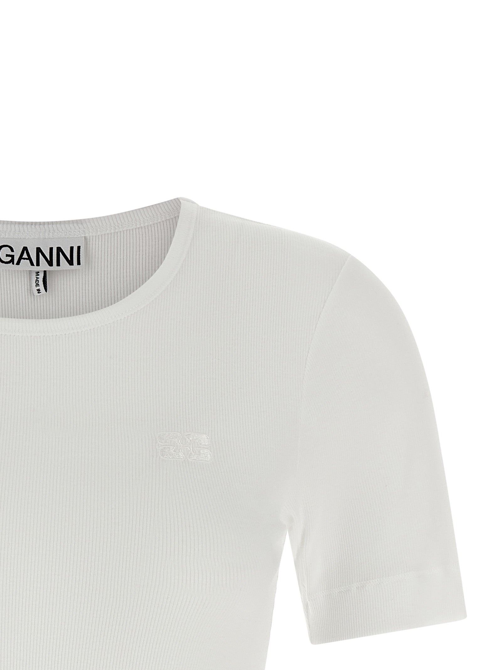 Logo embroidery t-shirt White Organic Cotton Elastane