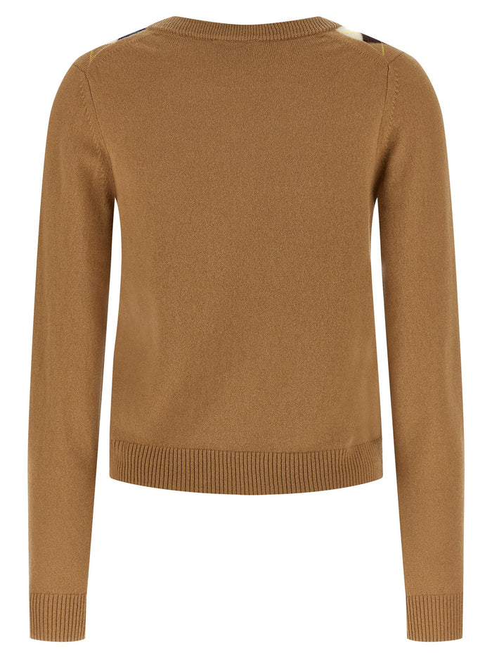 Diamond-shaped cardigan Beige Wool Cachemire Sweater, Cardigans