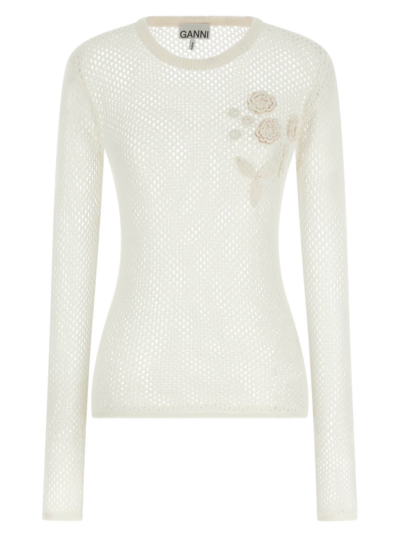 Pointelle cotton sweater White Organic Sweater, Cardigans