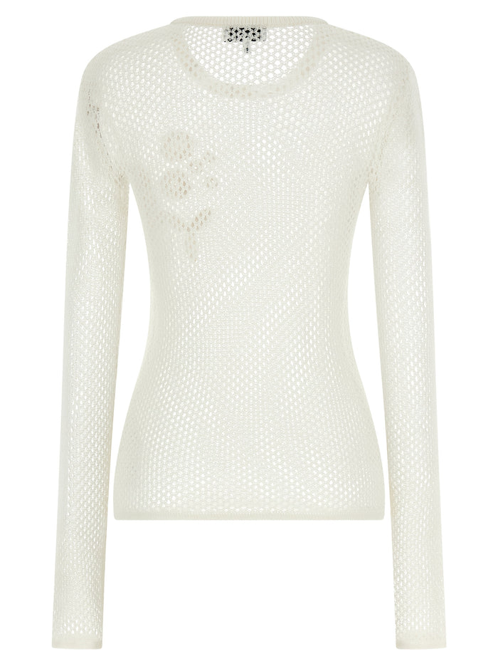 Pointelle cotton sweater White Organic Sweater, Cardigans