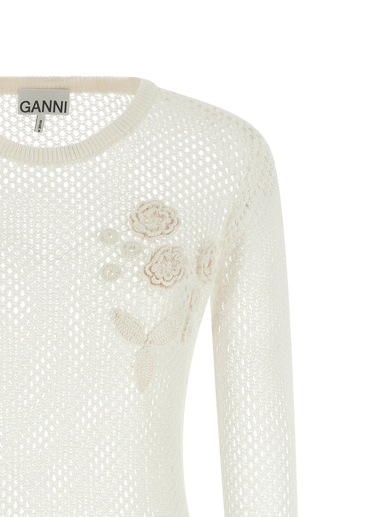 Pointelle cotton sweater White Organic Sweater, Cardigans