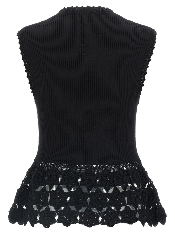 Cotton Crochet vest Black Organic Polyamide Gilet