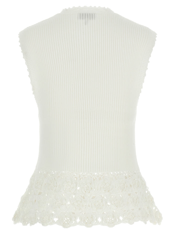 Cotton Crochet vest White Organic Polyamide Gilet