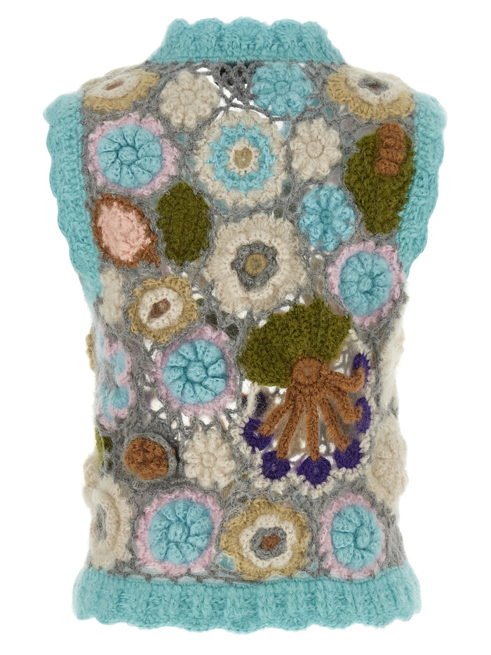 Dreamy Floral Vest Multicolor Mohair Wool Polyamide Gilet
