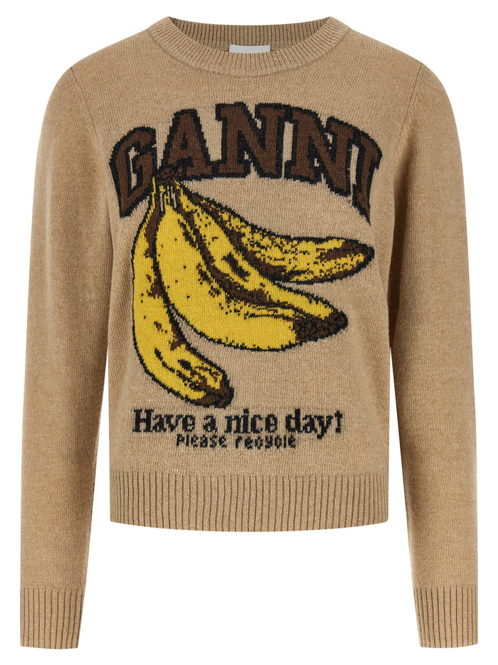 Banane sweater Beige Wool Sweater, Cardigans