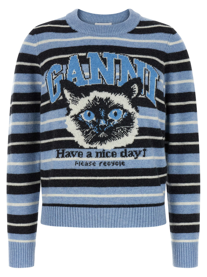 Graphic Wool sweater Light Blue Sweater, Cardigans