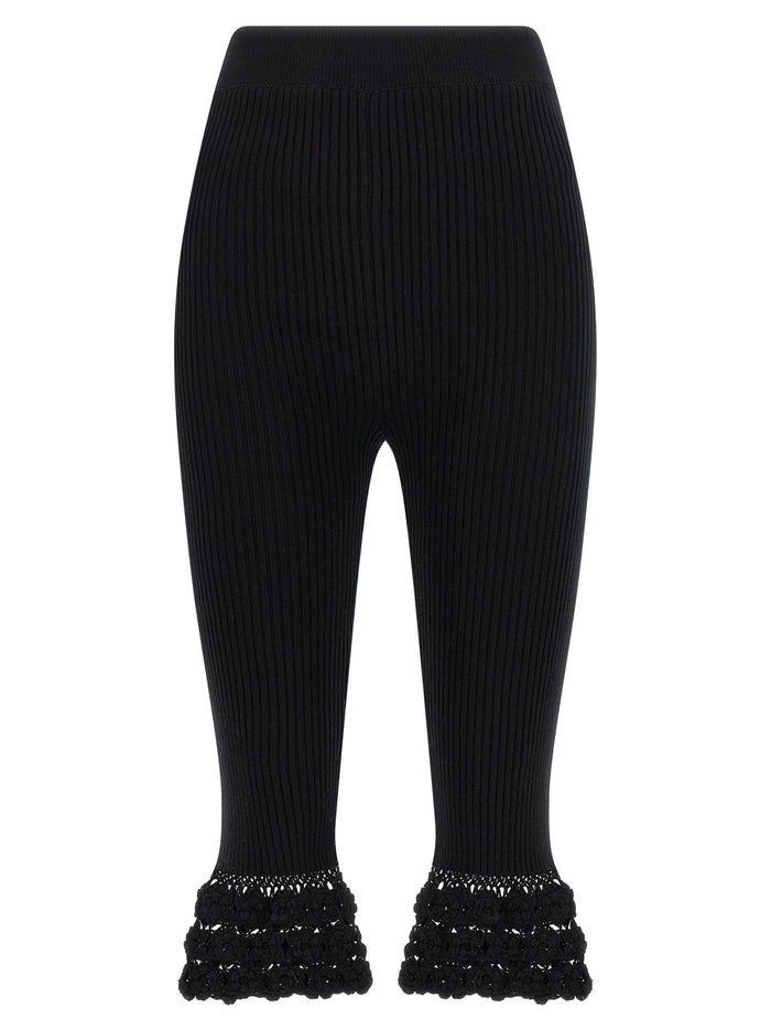 Cotton Crochet pants Black Organic Polyamide