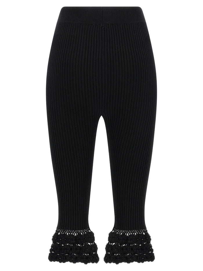 Cotton Crochet pants Black Organic Polyamide