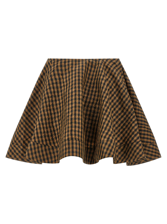 Crinckled Taffetà skirt Brown Recycled Polyester