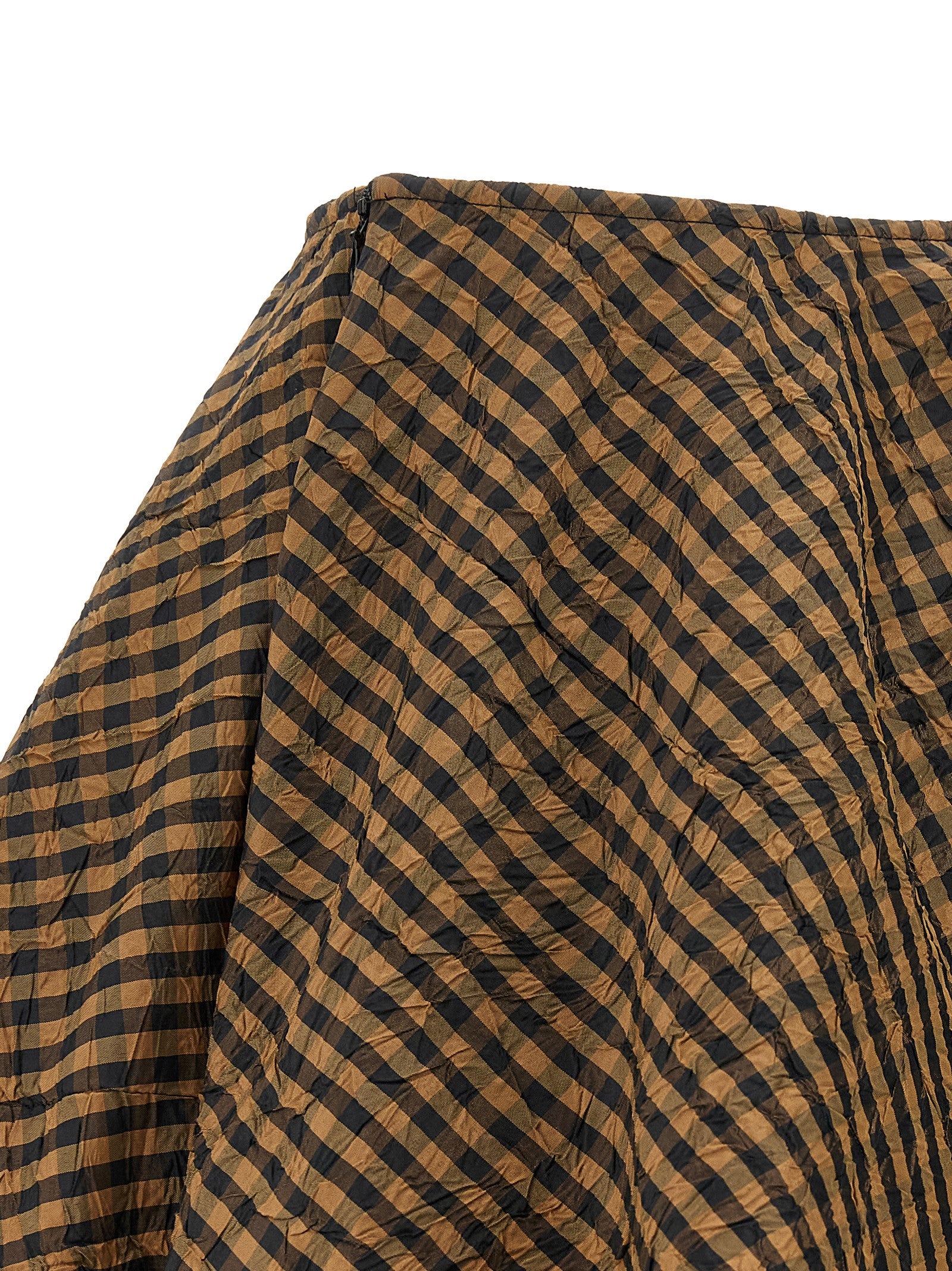 Crinckled Taffetà skirt Brown Recycled Polyester