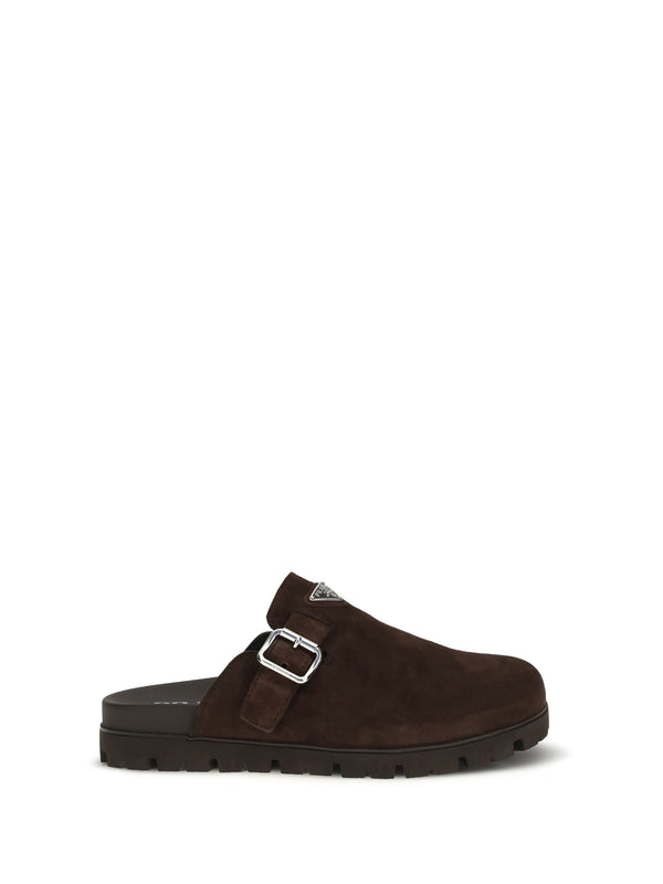 Prada 100% Calf Leather Bos Taurus mule in brown