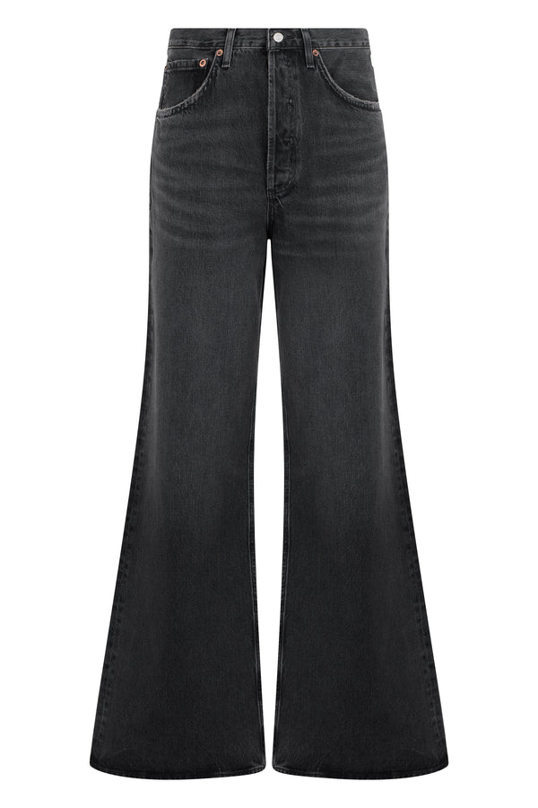Bell-Bottom Jeans Black Cotton Flared