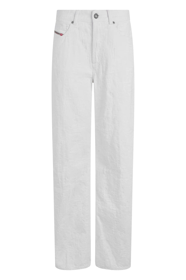 Straight-Leg White Denim Jeans Cotton