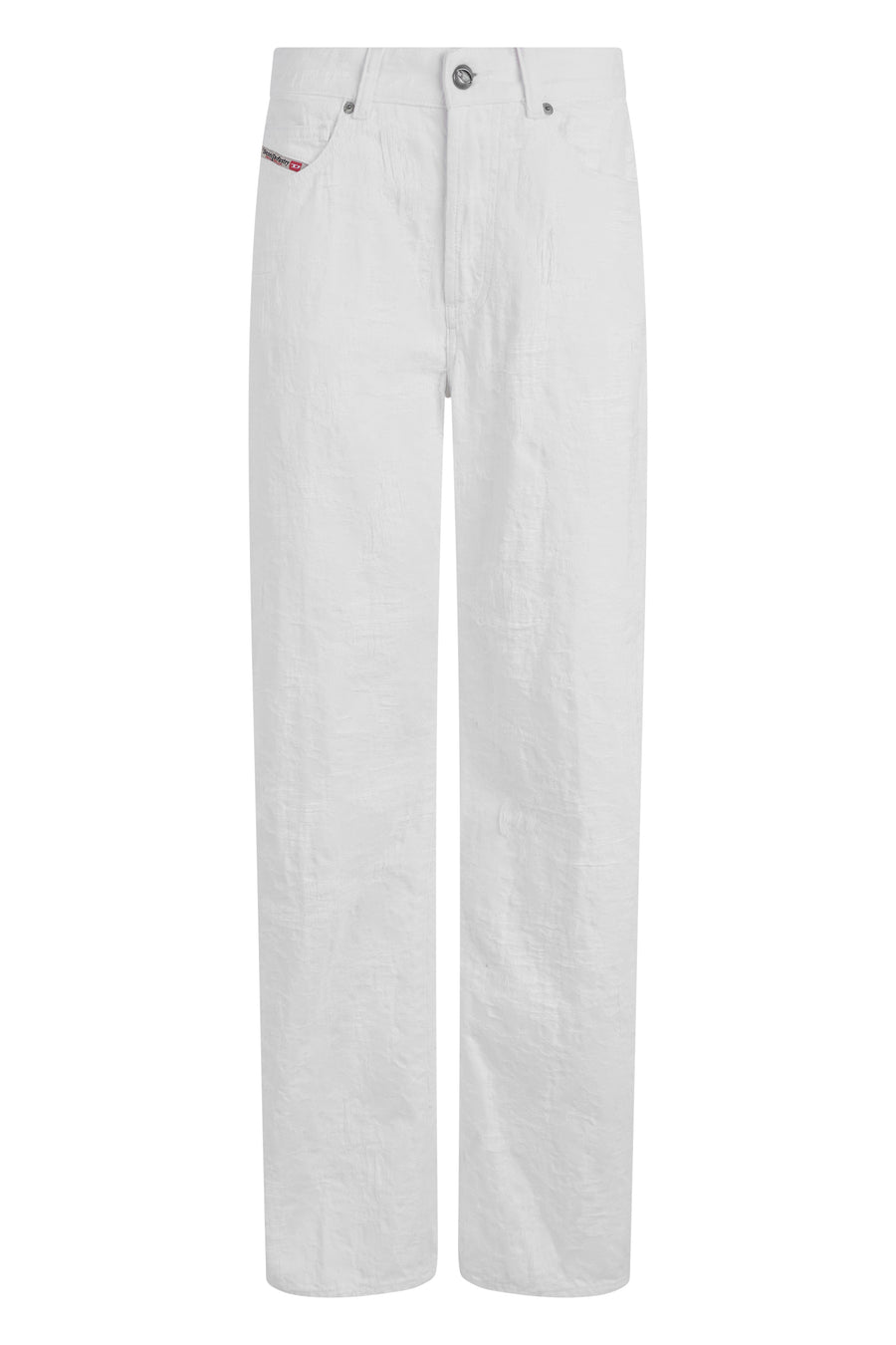 Straight-Leg White Denim Jeans Cotton