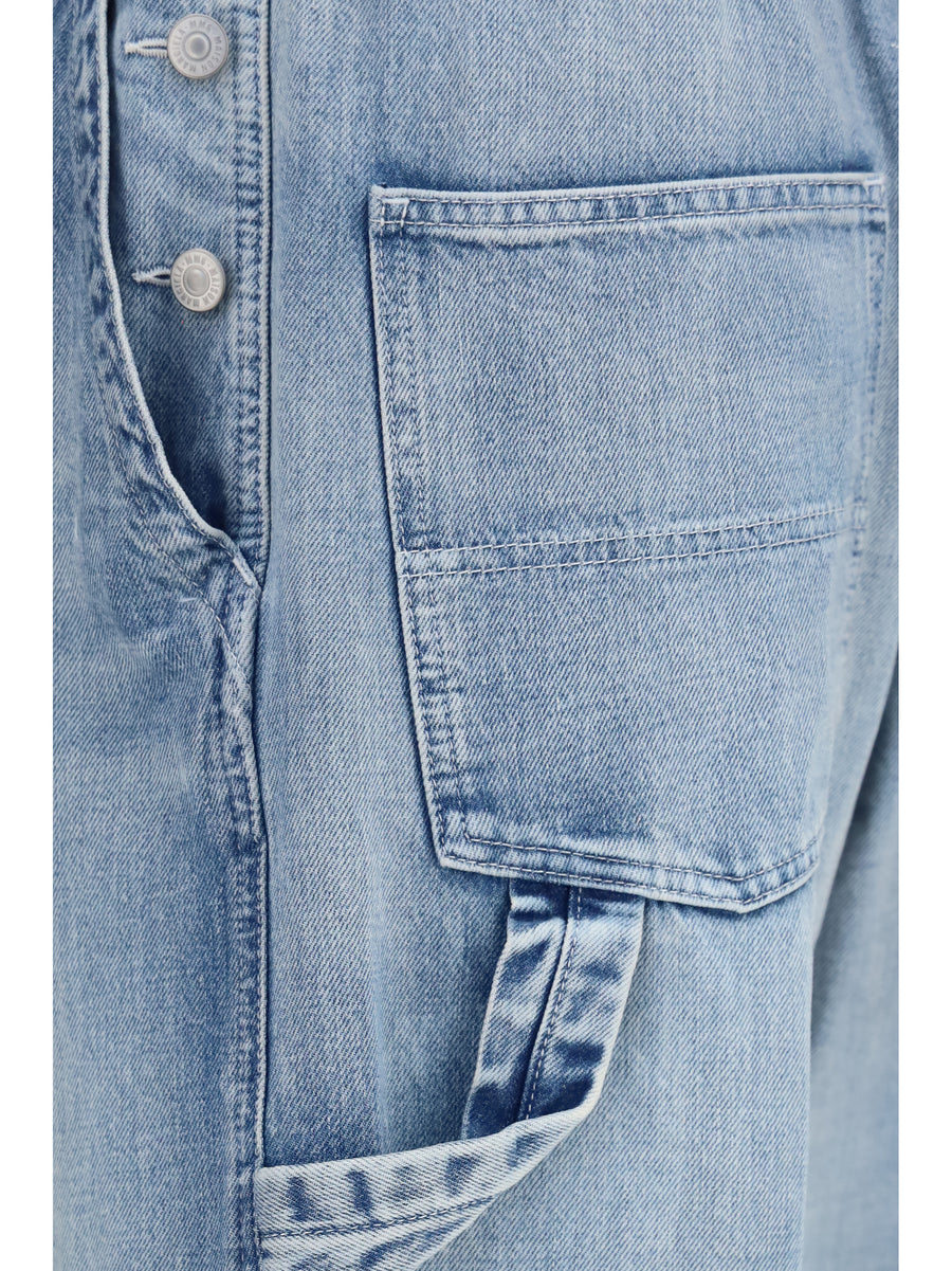 Wide-Leg Jeans Blue Denim Cotton