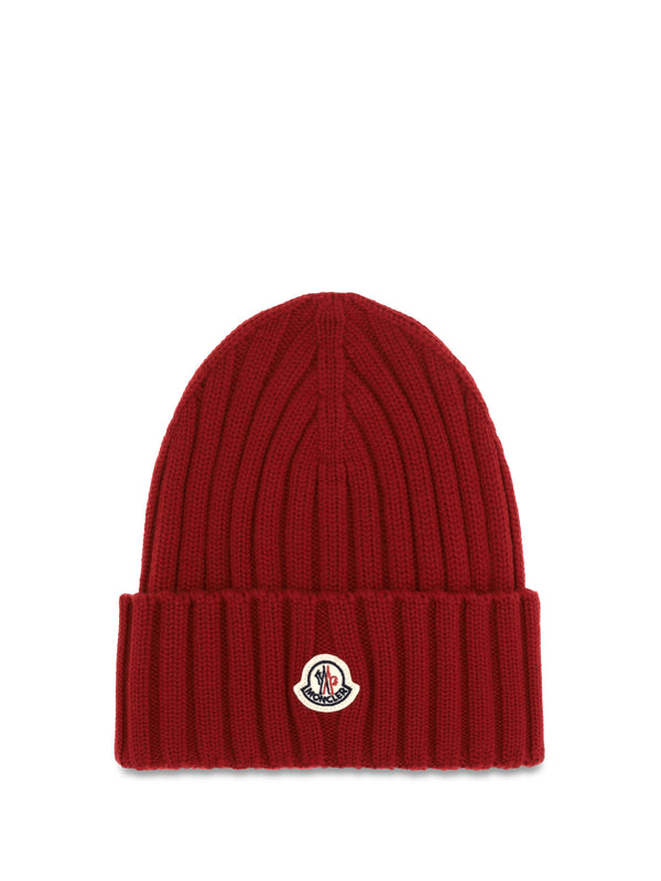 Moncler L20933B00036A9327 100% Merino Wool beanie in red