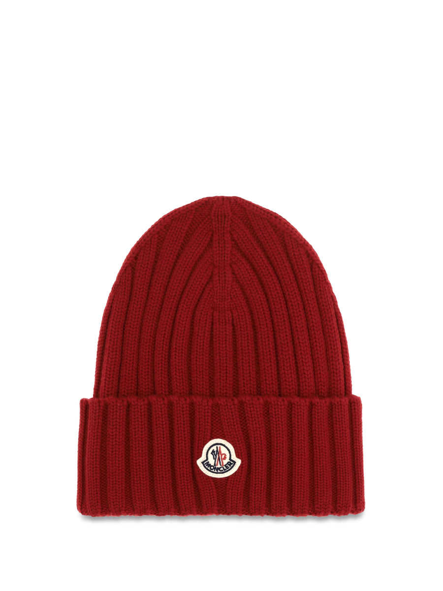 Moncler L20933B00036A9327 100% Merino Wool beanie in red
