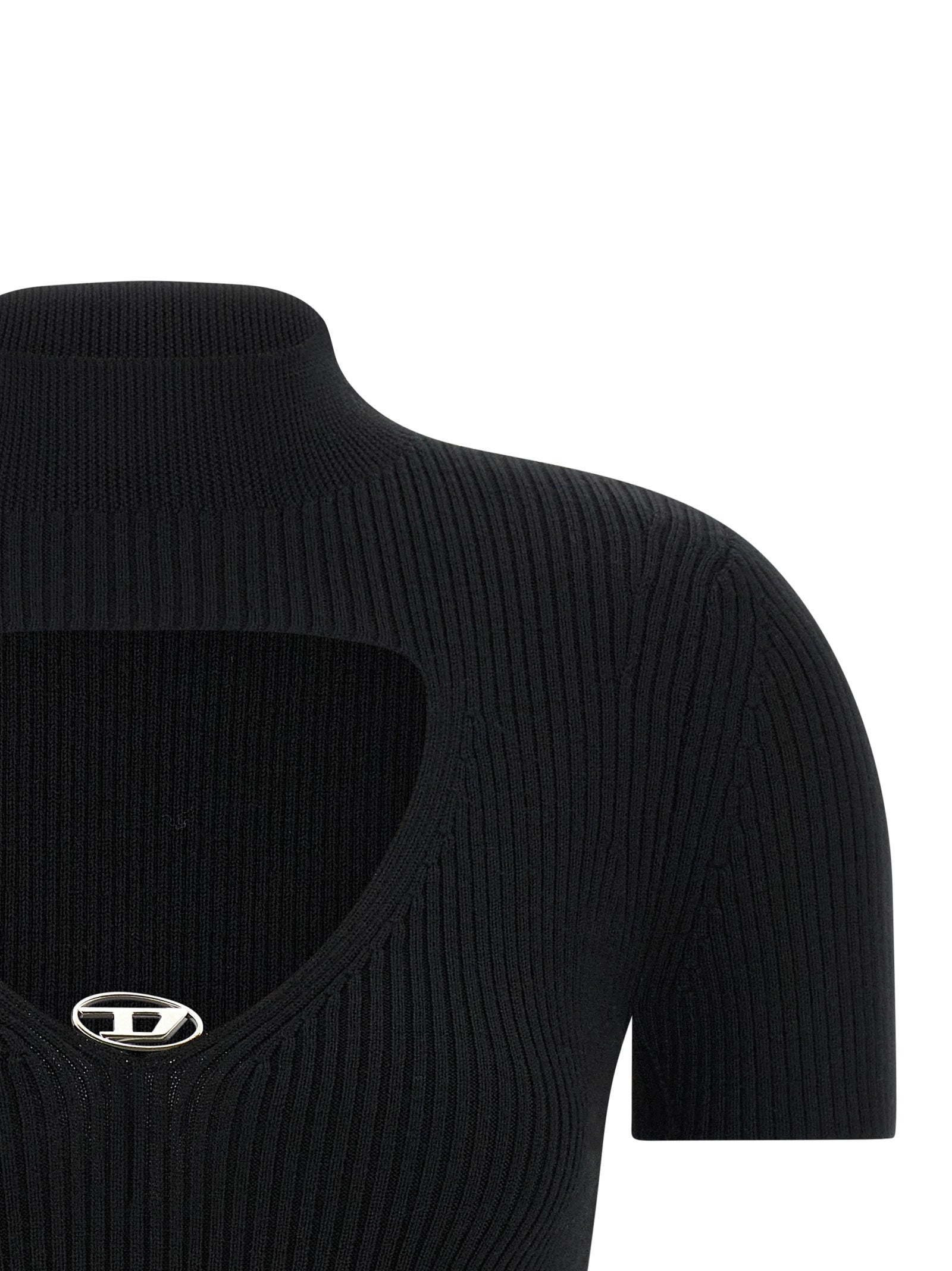 M-Olive top Black Wool Tops